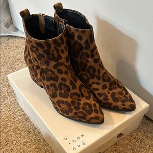 A New Day Women's Leopard Print Ankle Boots